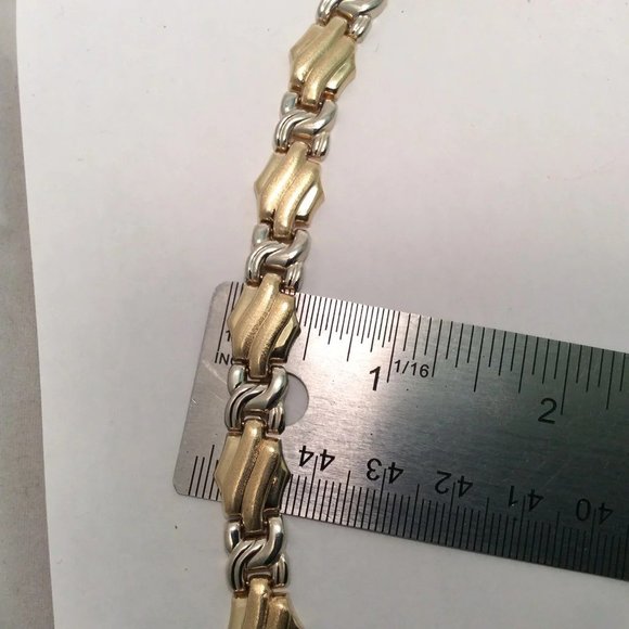 Lady's 14k Solid Real Heavy 2 Tone Yellow Gold XO Hearts Necklace 40.50gr 18'' - Picture 11 of 11